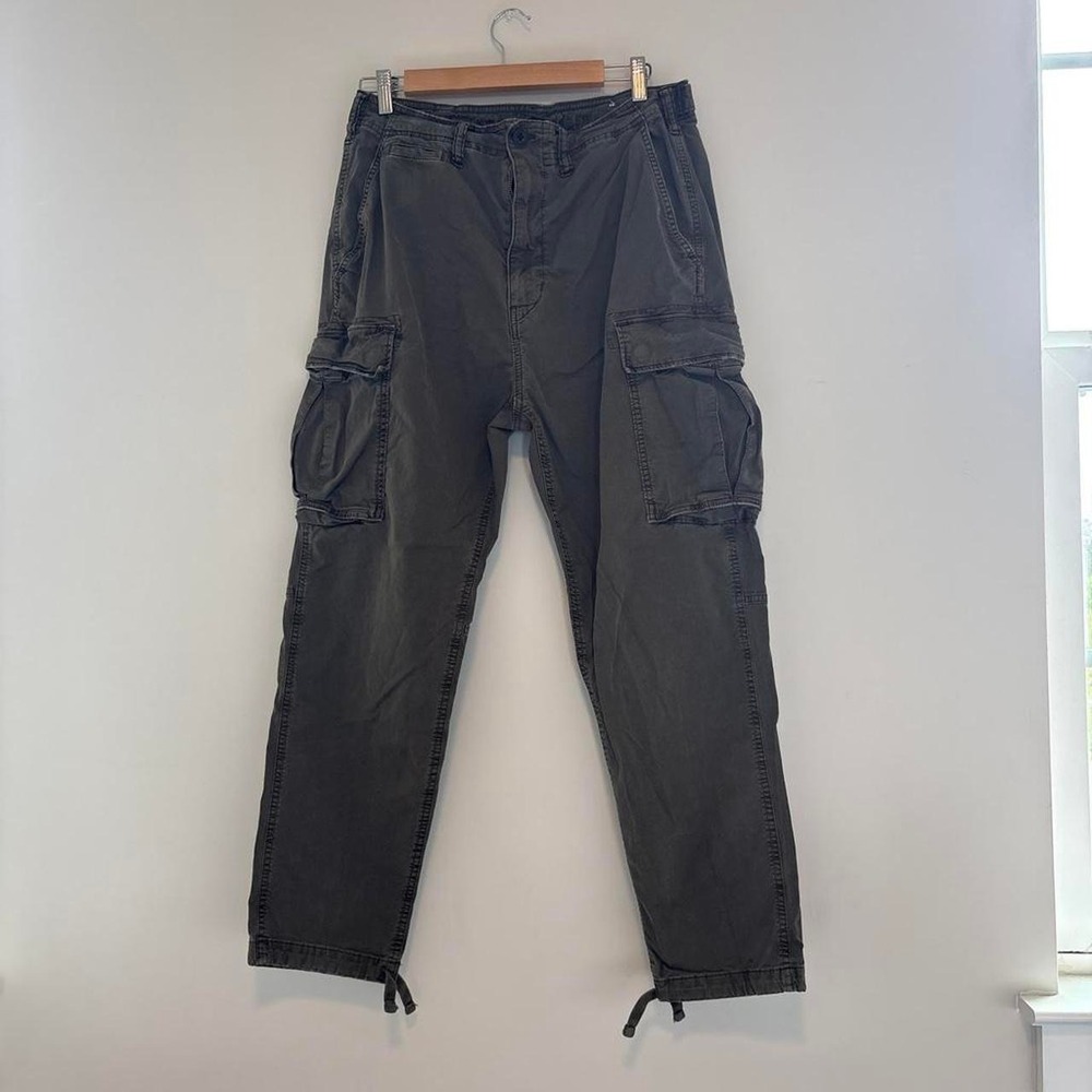 American Eagle Mens Flex Cargo Pants Brown Grey Adjustable Waist  32x30